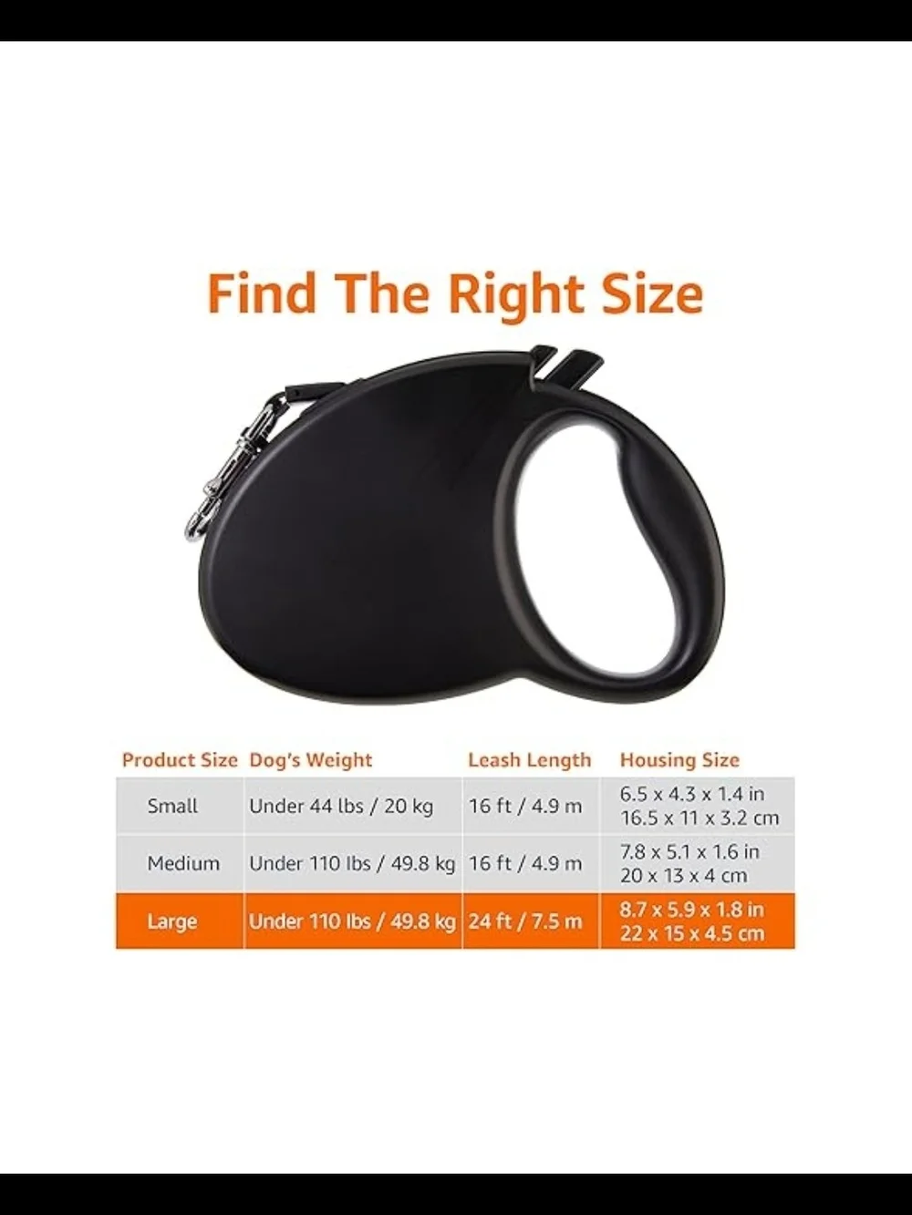 Retractable Hands-Free Dog Leash - Black